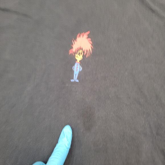 Vintage 90s Dr Seuss Red Red Hooded T-Shirt Medium Oversized Baggy Boxy Fit - Picture 2 of 12